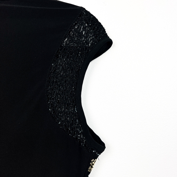Joseph Ribkoff Black and Gold Blouse with Beading - Picture 10 of 12